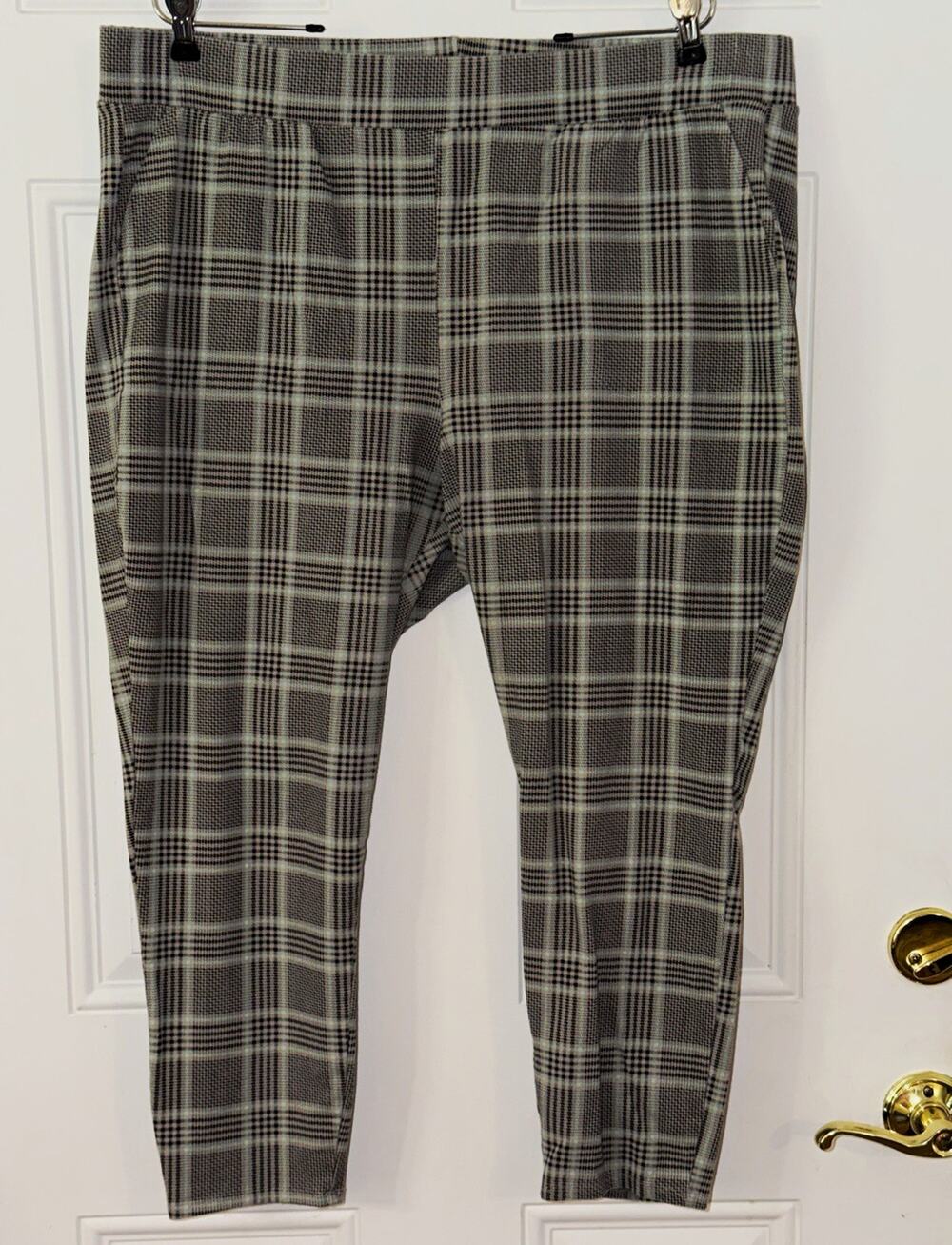 Torrid 4X Women's Plaid Knit Pants Skinny Slim Stretch Elastic Waist Pockets